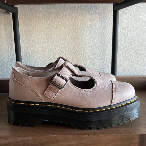 DR. MARTENS Bethan T-Bar Leather Platform Shoes NEW Sz 11 - Picture 1 of 8